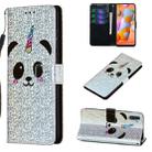 For Galaxy M11 Glitter Pattern Leather Case With Left And Right With Bracket & Card slot & Wallet & Lanyard(Panda) - 1