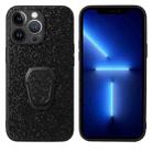 For iPhone 13 Pro Max Leather Back Phone Case with Holder (Black Sequins) - 1