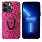 For iPhone 13 Pro Max Leather Back Phone Case with Holder (Rose Red Sequins) - 1