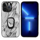 For iPhone 13 Pro Max Leather Back Phone Case with Holder (Marble) - 1
