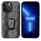 For iPhone 13 Pro Max Leather Back Phone Case with Holder (Snakeskin Print) - 1