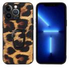 For iPhone 13 Pro Leather Back Phone Case with Holder (Tiger Print) - 1