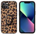 For iPhone 13 Leather Back Phone Case with Holder(Leopard Print) - 1