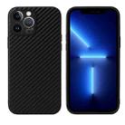 For iPhone 13 Pro Leather Back Phone Case (Black Carbon Fiber Texture) - 1