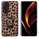 For Honor 60 Leather Back Phone Case with Holder(Leopard Print) - 1