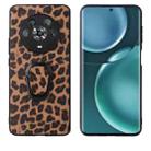 For Honor Magic4 Leather Back Phone Case with Holder(Leopard Print) - 1