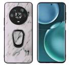 For Honor Magic4 Leather Back Phone Case with Holder(Marble) - 1