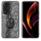 For Honor 60 Pro Leather Back Phone Case with Holder(Snakeskin Print) - 1