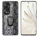 For Honor 70 Pro Leather Back Phone Case with Holder(Snakeskin Print) - 1