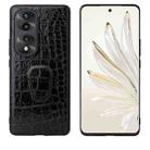 For Honor 70 Pro Leather Back Phone Case with Holder(Black Crocodile Texture) - 1