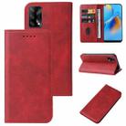 For OPPO F19 Magnetic Closure Leather Phone Case(Red) - 1