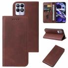 For Realme 8i Magnetic Closure Leather Phone Case(Brown) - 1