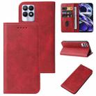 For Realme 8i Magnetic Closure Leather Phone Case(Red) - 1