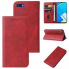 For Realme C2 Magnetic Closure Leather Phone Case(Red) - 1