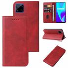 For Realme C12 Magnetic Closure Leather Phone Case(Red) - 1