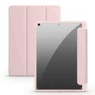 For iPad 10.2 2021/2020/2019 Acrylic 3-folding Smart Leather Tablet Case(Pink) - 1