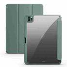 For iPad Pro 12.9 2022 / 2021 / 2020 / 2018 Acrylic 3-folding Smart Leather Tablet Case(Dark Green) - 1