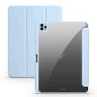 For iPad Air 13 2024 / Pro 12.9 2022 / 2021 / 2020 / 2018 Acrylic 3-folding Smart Leather Tablet Case(Sky Blue) - 1