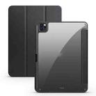 For iPad Pro 12.9 2022 / 2021 / 2020 / 2018 Acrylic 3-folding Smart Leather Tablet Case(Black) - 1