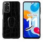 For Xiaomi Redmi Note 11 Pro Leather Back Phone Case with Holder(Black Crocodile Texture) - 1