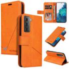 For Samsung Galaxy S21 5G GQUTROBE Right Angle Leather Phone Case(Orange) - 1