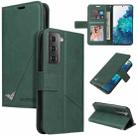 For Samsung Galaxy S21 5G GQUTROBE Right Angle Leather Phone Case(Green) - 1