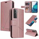 For Samsung Galaxy S21 5G GQUTROBE Right Angle Leather Phone Case(Rose Gold) - 1