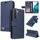 For Samsung Galaxy S21 5G GQUTROBE Right Angle Leather Phone Case(Blue) - 1