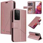 For Samsung Galaxy S21 Ultra 5G GQUTROBE Right Angle Leather Phone Case(Rose Gold) - 1