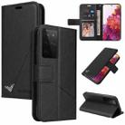 For Samsung Galaxy S21 Ultra 5G GQUTROBE Right Angle Leather Phone Case(Black) - 1