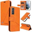 For Samsung Galaxy S22 5G GQUTROBE Right Angle Leather Phone Case(Orange) - 1