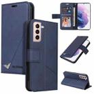 For Samsung Galaxy S22+ 5G GQUTROBE Right Angle Leather Phone Case(Blue) - 1