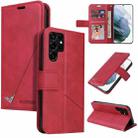 For Samsung Galaxy S22 Ultra 5G GQUTROBE Right Angle Leather Phone Case(Red) - 1