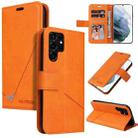 For Samsung Galaxy S22 Ultra 5G GQUTROBE Right Angle Leather Phone Case(Orange) - 1