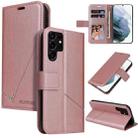 For Samsung Galaxy S22 Ultra 5G GQUTROBE Right Angle Leather Phone Case(Rose Gold) - 1