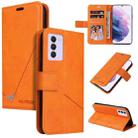 For Samsung Galaxy S21 FE 5G GQUTROBE Right Angle Leather Phone Case(Orange) - 1