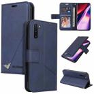 For Samsung Galaxy Note10 GQUTROBE Right Angle Leather Phone Case(Blue) - 1