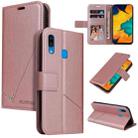 For Samsung Galaxy A20s GQUTROBE Right Angle Leather Phone Case(Rose Gold) - 1
