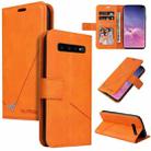 For Samsung Galaxy S10+ GQUTROBE Right Angle Leather Phone Case(Orange) - 1