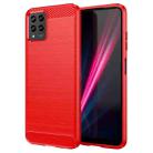 For T-Mobile REVVL 6 Pro 5G Brushed Texture Carbon Fiber TPU Phone Case(Red) - 1