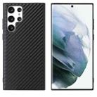 For Samsung Galaxy S22 Ultra 5G Leather Back Phone Case(Black Carbon Fiber Texture) - 1