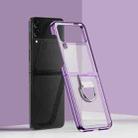 For Samsung Galaxy Z Flip4 Electroplating PC Full Coverage Shockproof Ring Phone Case(Purple) - 1