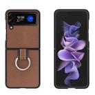 For Samsung Galaxy Z Flip3 5G Cross Texture Shockproof Protective Phone Case with Lanyard(Brown) - 1