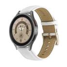 For Samsung Galaxy Watch5 40mm / 44mm Stitching Genuine Leather Watch Band(White+Gold) - 1
