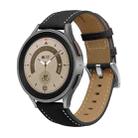 For Samsung Galaxy Watch5 40mm / 44mm Stitching Genuine Leather Watch Band(Black+Silver) - 1