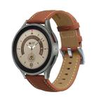 For Samsung Galaxy Watch5 40mm / 44mm Stitching Genuine Leather Watch Band(Brown+Silver) - 1