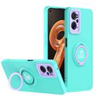 For OPPO A36/A76 4G/A96 4G/Realme 9i  Eagle Eye Ring Holder Phone Case(Light Green + Purple) - 1