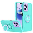 For Realme C35 Eagle Eye Ring Holder Phone Case(Light Green + Purple) - 1