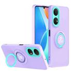 For Honor X7/Play 30 Plus Eagle Eye Ring Holder Phone Case(Purple + Light Green) - 1