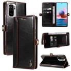 For Xiaomi Redmi Note 10 4G GQUTROBE RFID Blocking Oil Wax Leather Phone Case(Brown) - 1